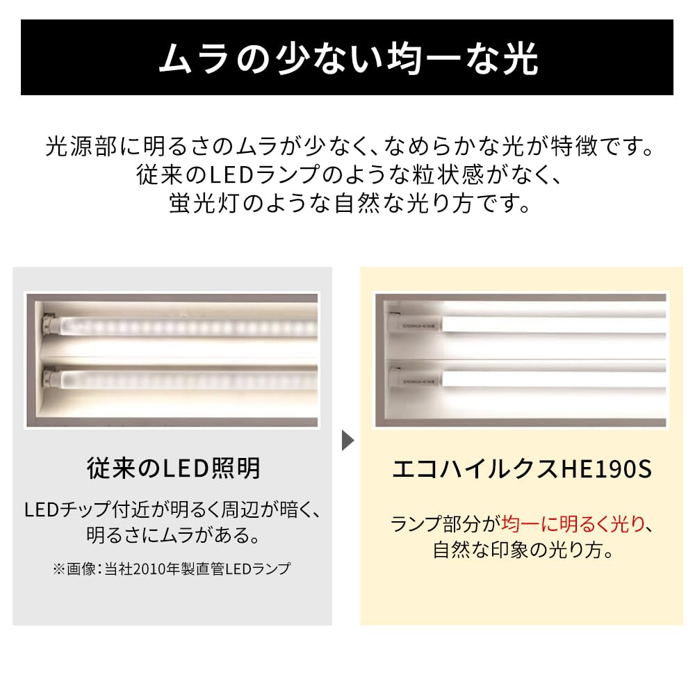 Amazon | 直管LEDランプ ECOHiLUX HE190S 2500㏐ 5000K 昼白色 片側